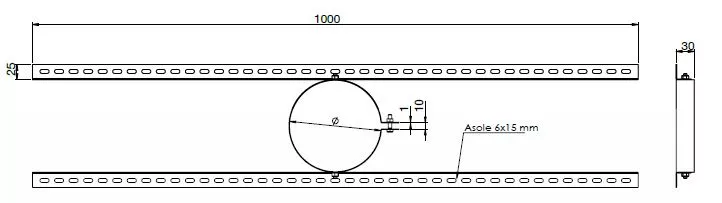 Ø150 Vægbæring/Tagstyr m/ 1m forlænger