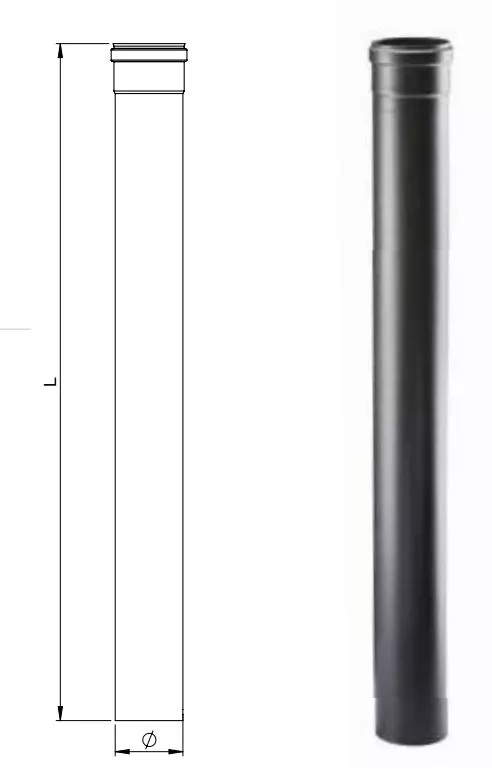 Lige Ø80 røgrør 1900 mm længde